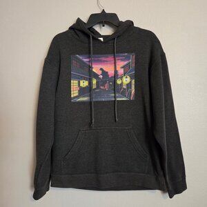 Dark Gray Godzilla in the City Hoodie, Men's L